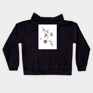 Fruits of the fall sumi-e painting Kids Hoodie